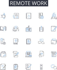 Remote work line icons collection. Prosperity, Abundance, Affluence, Fortune, Opulence, Riches, Success vector and linear illustration. Wealth,Luxurious,Wealthy outline signs set