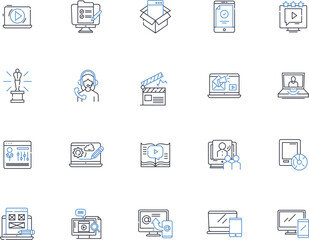 Coverage line icons collection. Insurance, Protection, Plan, Risk, Policy, Premium, Deductible vector and linear illustration. Limit,Comprehensive,Liability outline signs set