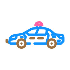 police car crime color icon vector illustration