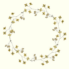 watercolor dry flowers autumn summer wreath