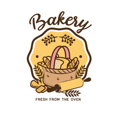 Bakery logo isolated on white background, vector illustration