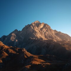 Rising Above the World: Majestic Mountain Range Basking in Golden Sunrise Glow