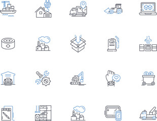 Devices line icons collection. Smartph, Tablet, Laptop, Desktop, Gaming, Camera, Router vector and linear illustration. Printer,Scanner,Smartwatch outline signs set