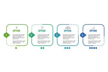 Vector Infographic template for business plan, strategy, roadmap, workflow ,options. 4 Steps Modern minimal timeline diagram creative style, different color rectangle shapes