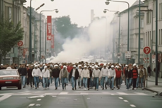 Ultras Hooligans Football Fans Mob masked and black dressed