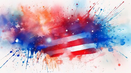 4th of_july red white blue painting banner design vector , American Flag concept. Splash Color. Generative AI