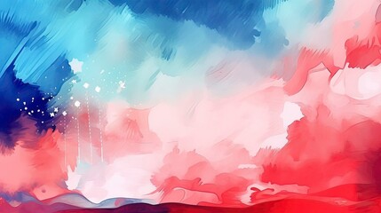 4th of_july red white blue painting banner design vector , American Flag concept. Splash Color. Generative AI
