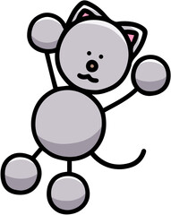 バンザイするにゃんまるのイラスト(左右反転バージョン)　猫