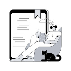 Digital reading abstract concept vector illustration.
