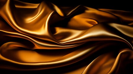 Obraz premium Golden silk waving, wallpaper, Generative AI