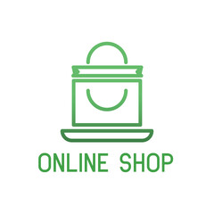 Online shopping logo on white background. vector illustration