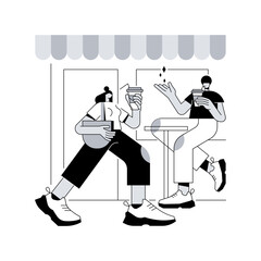 Street coffee abstract concept vector illustration.