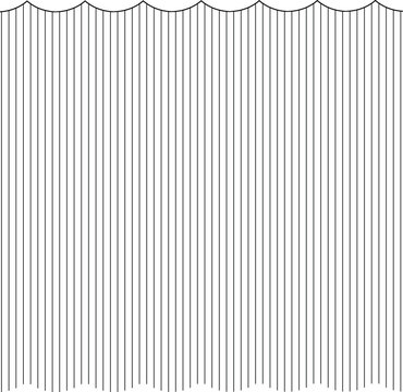 The image consists of lines and semicircles. Art imitates a theater curtain or fabric.