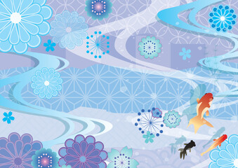 夏の季節の涼しい和風背景