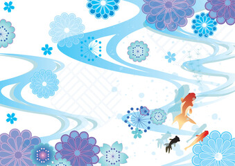 夏の季節の涼しい和風背景