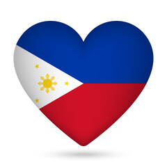 Philippines flag in heart shape. Vector illustration.