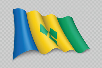 3D Realistic waving Flag of Saint Vincent