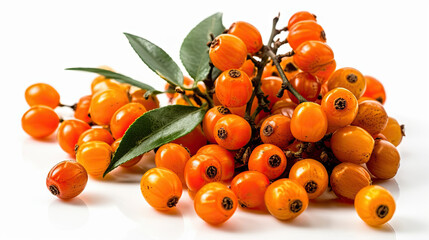Bunch of orange berries on a white background. Generative AI