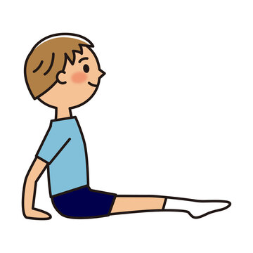 recommend clip art: トランポリンをする男子_後ろに手をついて足を伸ばして座る