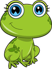 Fototapeta premium Cute Female Frog Cartoon Character Vector Hand Drawn Illustration Isolated On Transparent Background