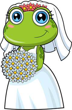 recommend clip art: Cute Female Bride Frog Cartoon Character. Vector Hand Drawn Illustration Isolated On Transparent Background