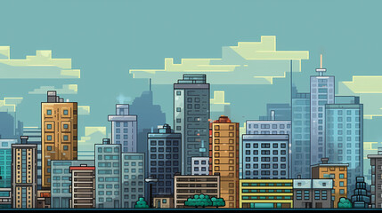 Obraz premium urban city illustration at daylight time. lots of buildings city illustration. generative ai