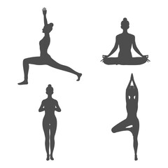 Fototapeta premium shadow, yoga, asanas, mountain pose, warrior pose, tree pose