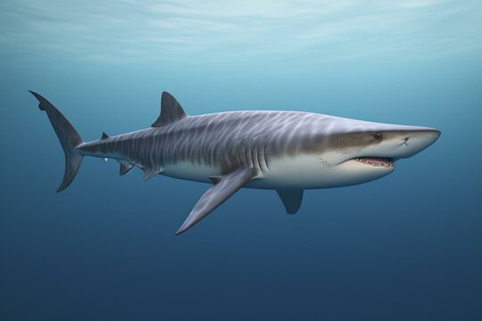 3D rendered illustration of a tiger shark. Generative AI