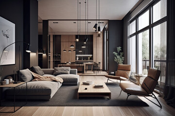 Obraz na płótnie Canvas Elegant, modern and comfortable living room interior design 