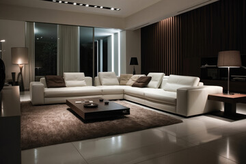 Fototapeta premium Elegant, modern and comfortable living room interior design 