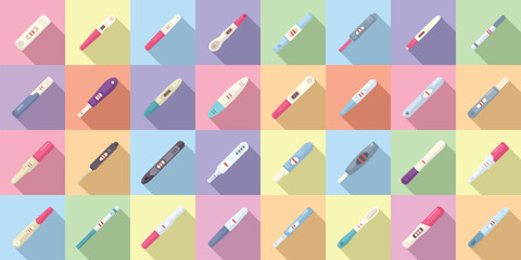 Pregnancy test icons set flat vector. Kit baby. Child birth