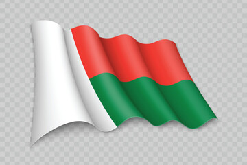 3D Realistic waving Flag of Madagascar