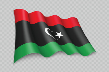3D Realistic waving Flag of Libya