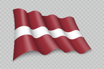 3D Realistic waving Flag of Latvia