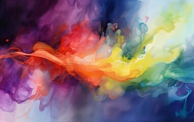 Abstract watercolor background with smoke. Generative AI technology.