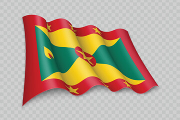3D Realistic waving Flag of Grenada - obrazy, fototapety, plakaty