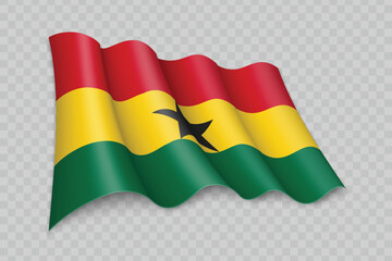 3D Realistic waving Flag of Ghana