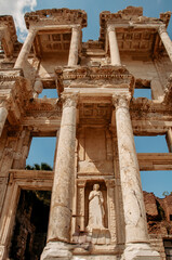 The ruins of the Library of Celsius in the ancient city of Ephesus. The most visited ancient city in Turkey. Selcuk, Izmir Turkey