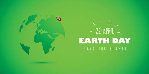 happy earth day 22 april save the planet concept with ladybug