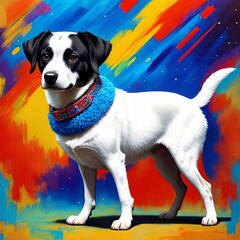 dog abstract colorful vibrance painting with generative AI technology
