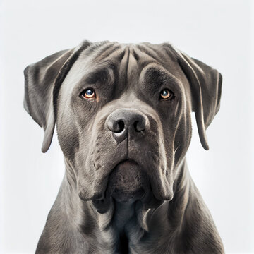 Adult Cane Corso dog portrait isolated on white background. Generative AI. 