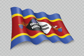 Obraz premium 3D Realistic waving Flag of Eswatini