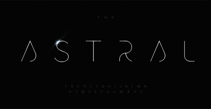 Astral Space Alphabet, Innovative Progressive Sans Serif Letters, Elegant Futuristic Font For Sci-fi And Hi-tech Modern Logo, Title, Headline. Contemporary Typography, Thin Sleek Typographic Design