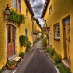 Street in the old town. Generative ai. 