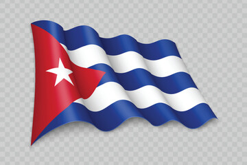 3D Realistic waving Flag of Cuba