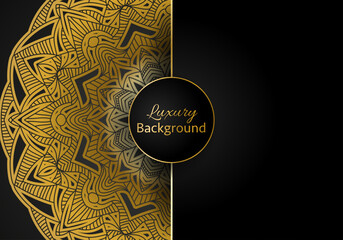 luxury ornamental mandala design background in gold color