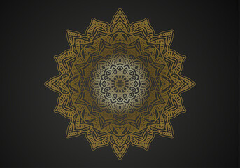 Naklejka premium luxury ornamental mandala design background in gold color