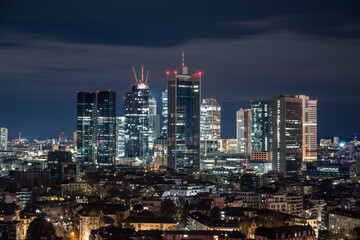 Fototapeta na wymiar Frankfurt Skyline Nachaufnahme