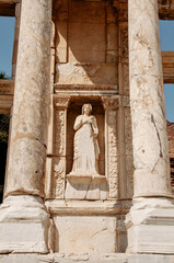 Selcuk, Izmir, Turkey. Ruins of the Library of Celsius in the ancient city of Ephesus.