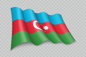 3D Realistic waving Flag of Azerbaijan